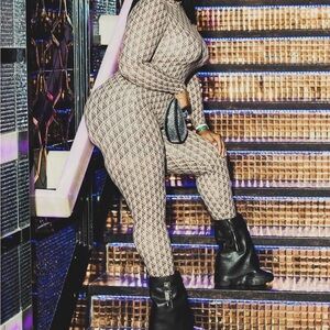 Marine Serre Beige Geometric Print Jumpsuit
